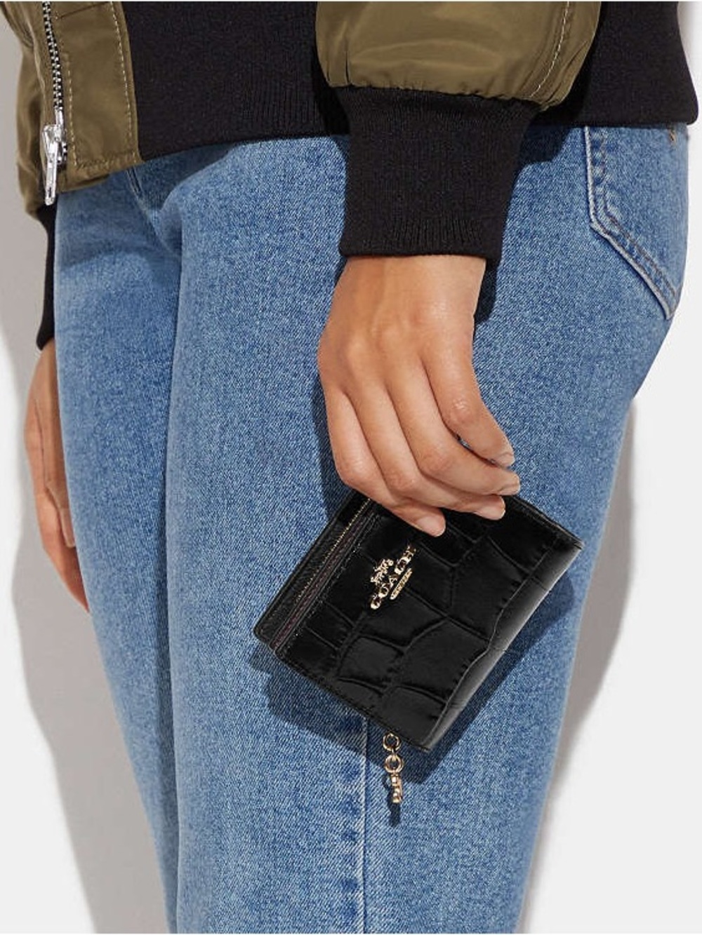 Coach snap wallet black croc NEW gold hardware - Picture 3 of 7
